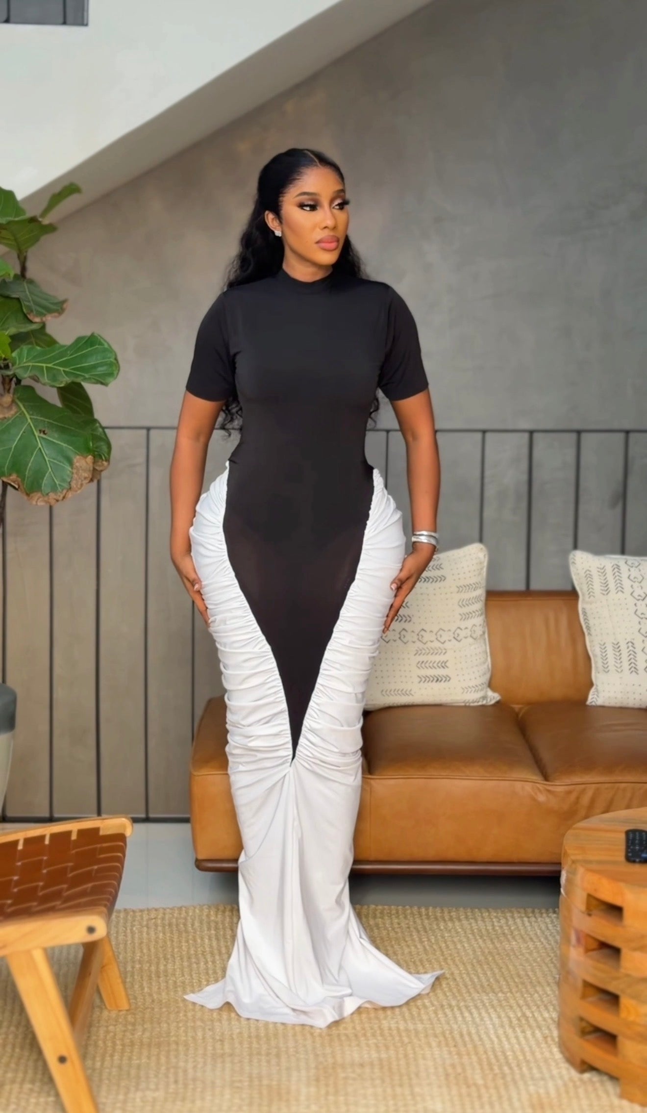 Seyi gown (white and black)