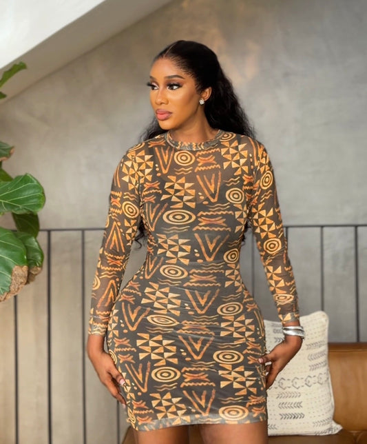 Yellow Batik mesh short gown