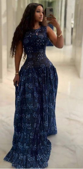 Lily mesh dress (blue sleeveless)