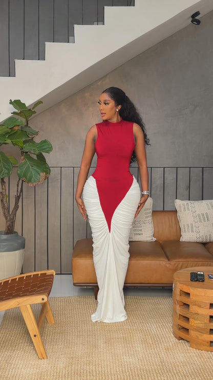 Seyi gown (white and red)