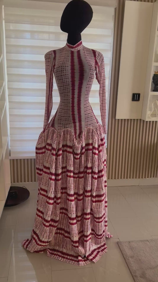 Lily mesh dress (in white and red)